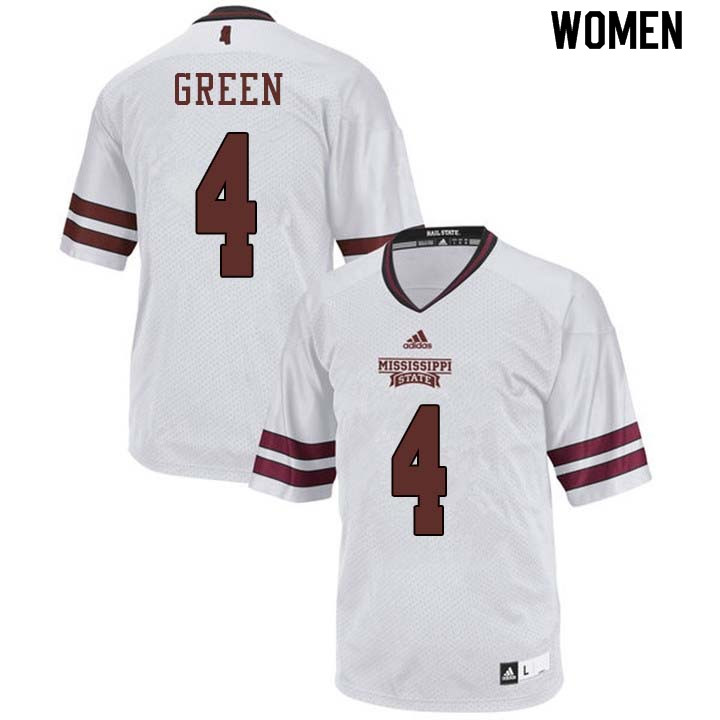 Women #4 Gerri Green Mississippi State Bulldogs College Football Jerseys Sale-White - Click Image to Close